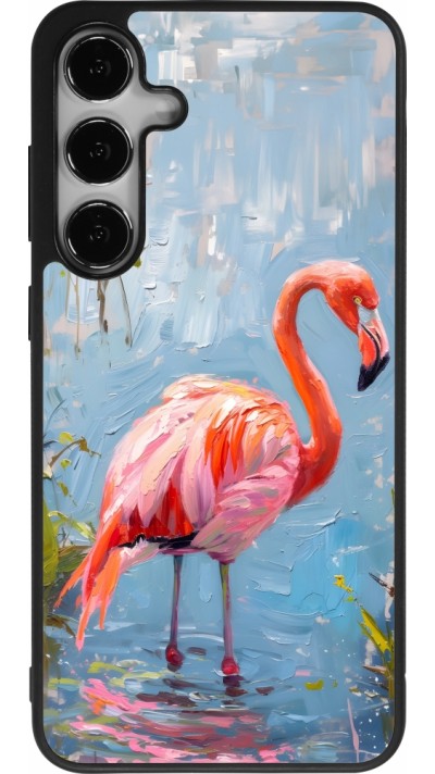 Coque Samsung Galaxy S24+ - Silicone rigide noir Paint Flamingo