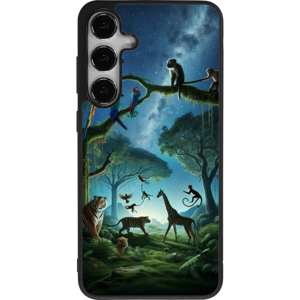 Coque Samsung Galaxy S24+ - Silicone rigide noir Paradis des animaux exotiques