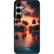 Coque Samsung Galaxy S24+ - Silicone rigide noir Paradis Maldives