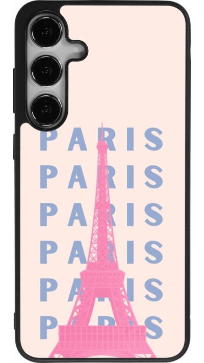 Coque Samsung Galaxy S24+ - Silicone rigide noir Paris Pink Print