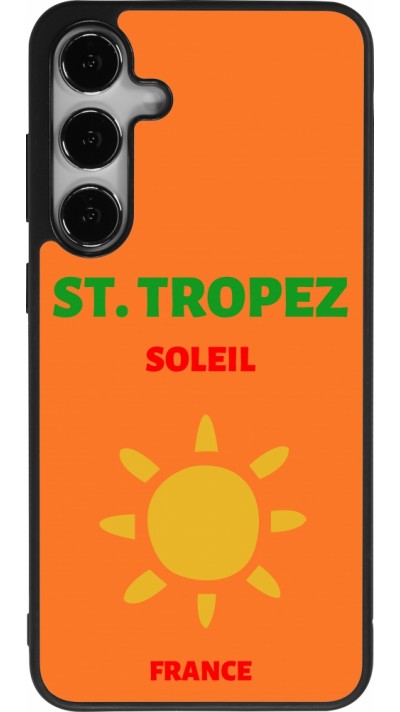 Coque Samsung Galaxy S24+ - Silicone rigide noir Pop Summer Destination St-Tropez