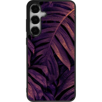 Coque Samsung Galaxy S24+ - Silicone rigide noir Purple Light Leaves