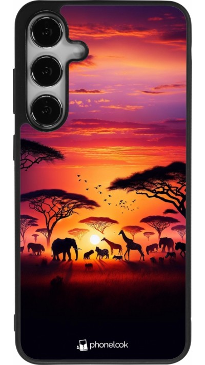 Coque Samsung Galaxy S24+ - Silicone rigide noir Safari sunset wildlife