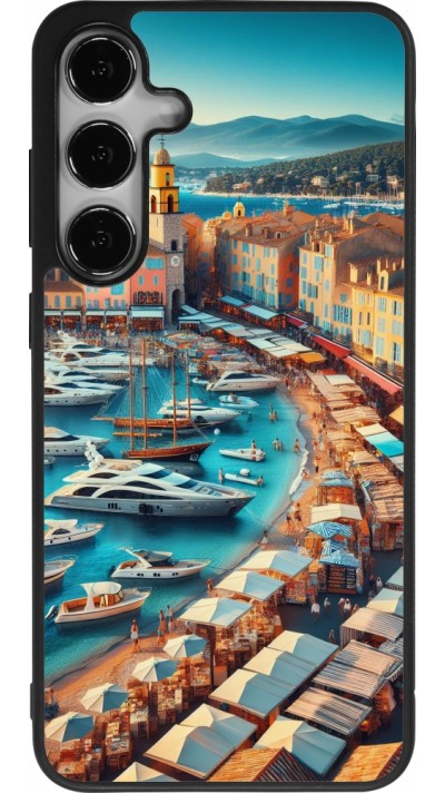 Coque Samsung Galaxy S24+ - Silicone rigide noir Saint-Tropez Beach