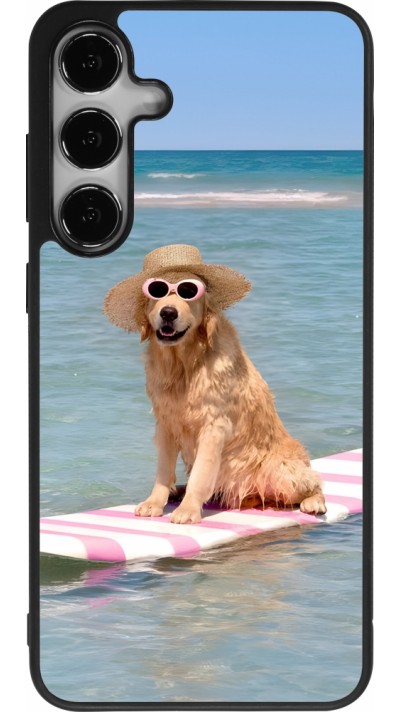 Coque Samsung Galaxy S24+ - Silicone rigide noir Summer Dog on Paddle