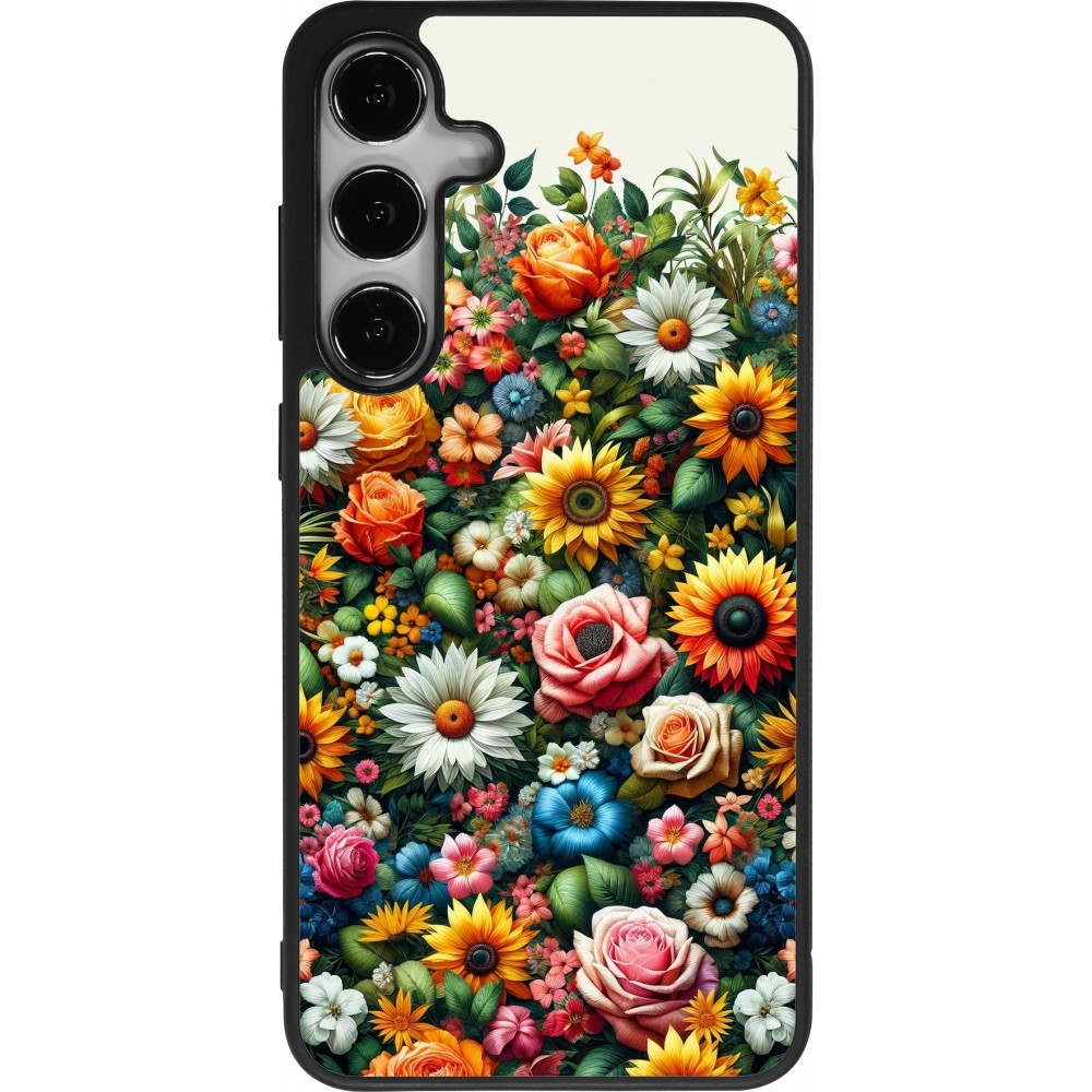 Coque Samsung Galaxy S24+ - Silicone rigide noir Summer Floral Pattern