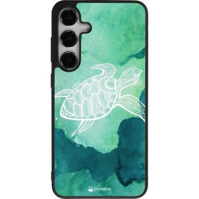 Coque Samsung Galaxy S24+ - Silicone rigide noir Turtle Aztec Watercolor