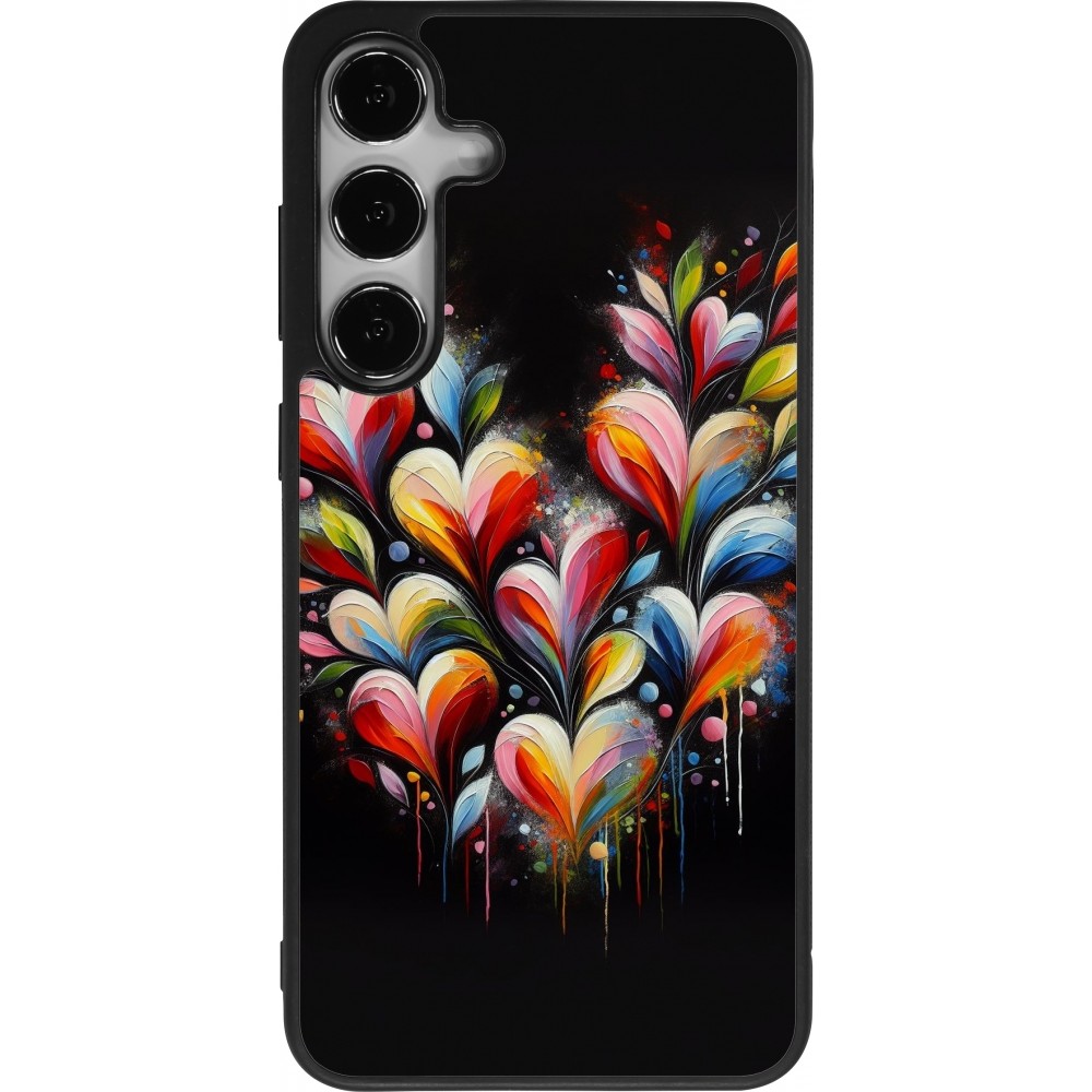 Samsung Galaxy S24+ Case Hülle - Silikon schwarz Valentin 2024 Schwarzes Herz Abstrakt