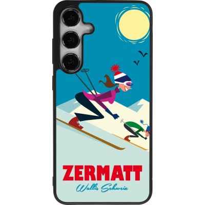 Coque Samsung Galaxy S24+ - Silicone rigide noir Zermatt Ski Downhill