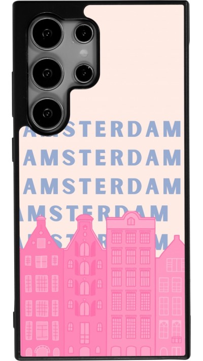 Coque Samsung Galaxy S24 Ultra - Silicone rigide noir Amsterdam Pink Print