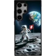 Coque Samsung Galaxy S24 Ultra - Silicone rigide noir Astro Suisse sur lune