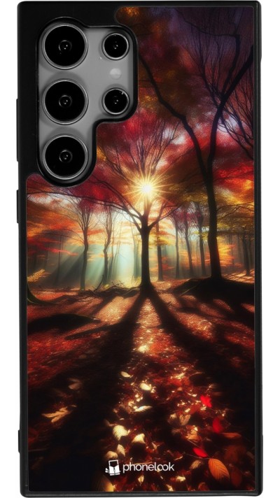 Coque Samsung Galaxy S24 Ultra - Silicone rigide noir Automne doré glare