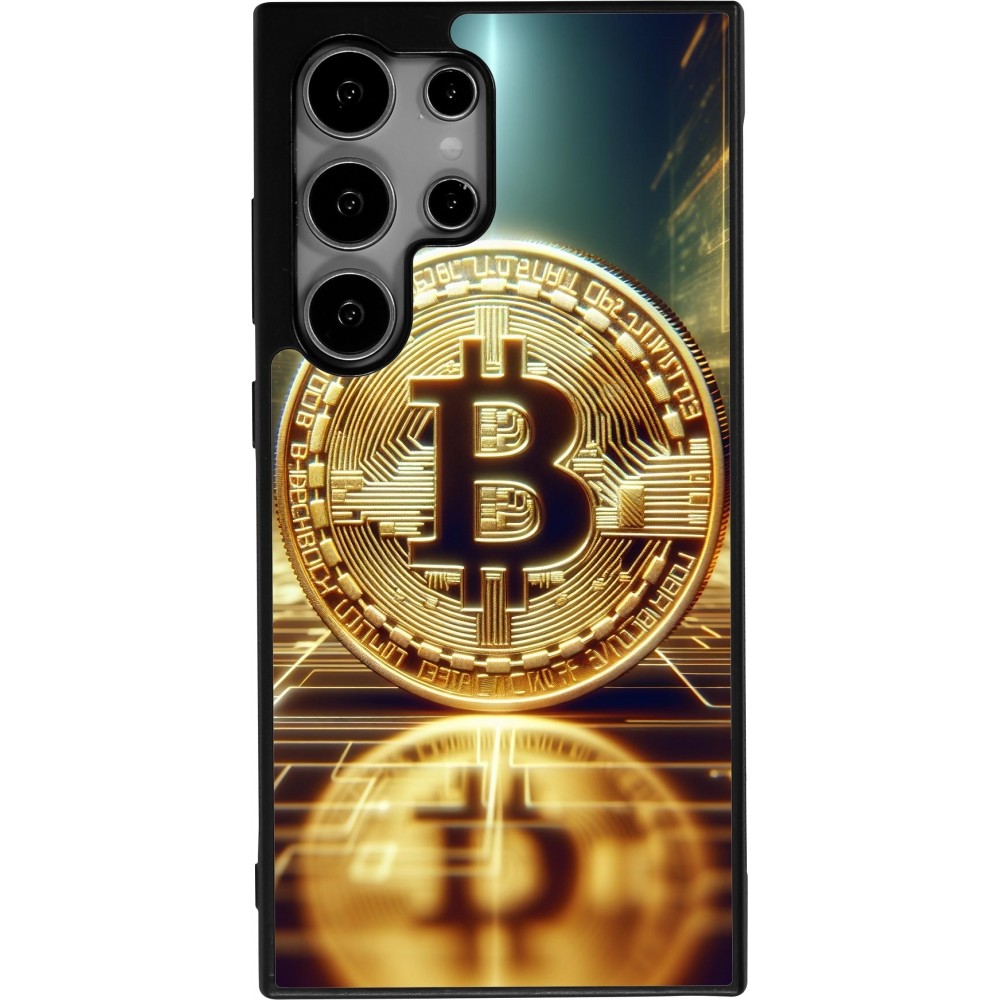 Coque Samsung Galaxy S24 Ultra - Silicone rigide noir Bitcoin Standing