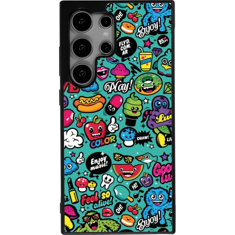 Coque Samsung Galaxy S24 Ultra - Silicone rigide noir Cartoons old school