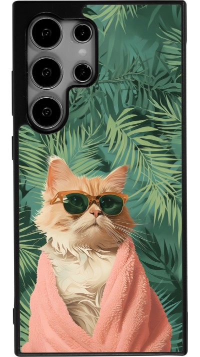 Coque Samsung Galaxy S24 Ultra - Silicone rigide noir Cat Summer Palms