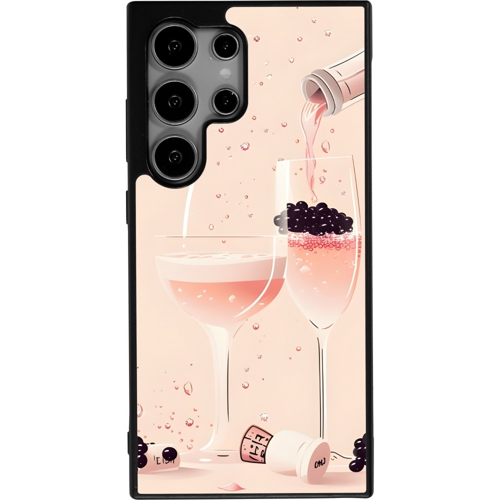 Coque Samsung Galaxy S24 Ultra - Silicone rigide noir Champagne Pouring Pink