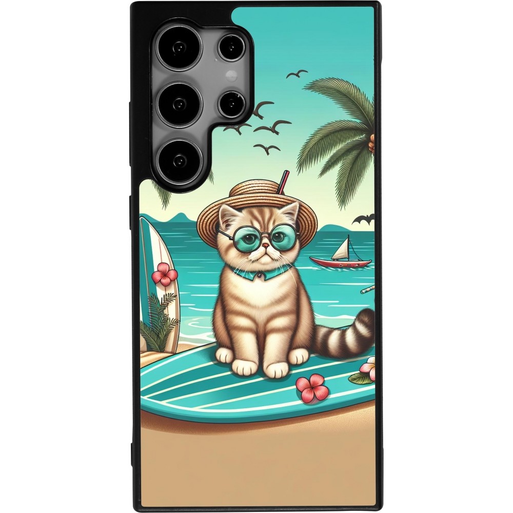 Coque Samsung Galaxy S24 Ultra - Silicone rigide noir Chat Surf Style