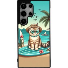 Coque Samsung Galaxy S24 Ultra - Silicone rigide noir Chat Surf Style