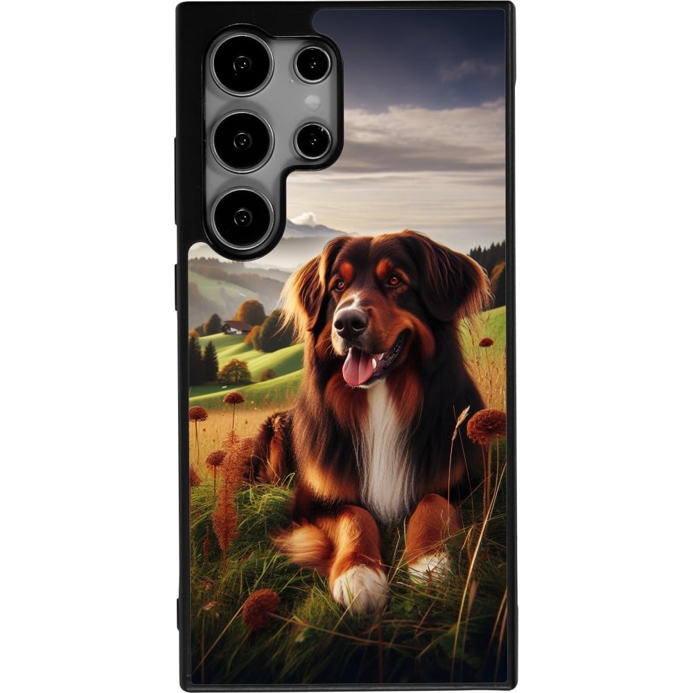 Coque Samsung Galaxy S24 Ultra - Silicone rigide noir Chien Campagne Suisse