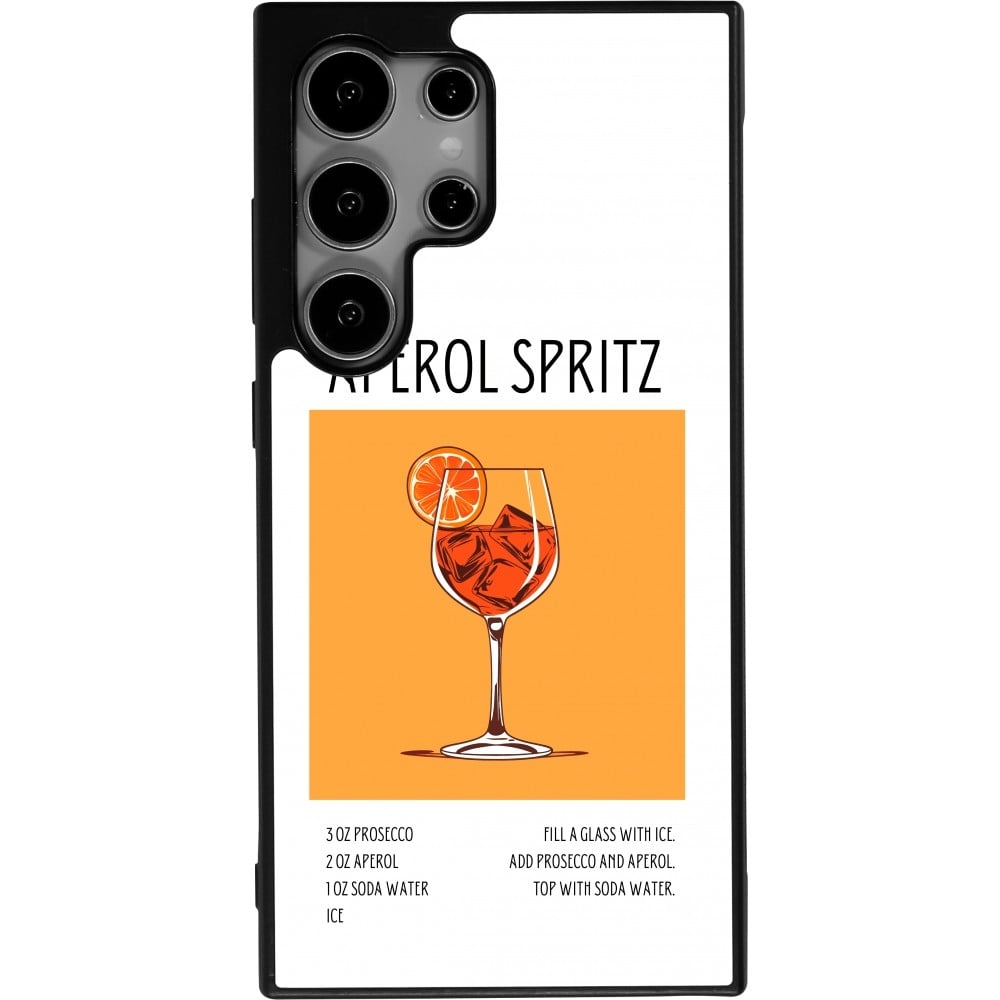 Coque Samsung Galaxy S24 Ultra - Silicone rigide noir Cocktail recette Aperol Spritz