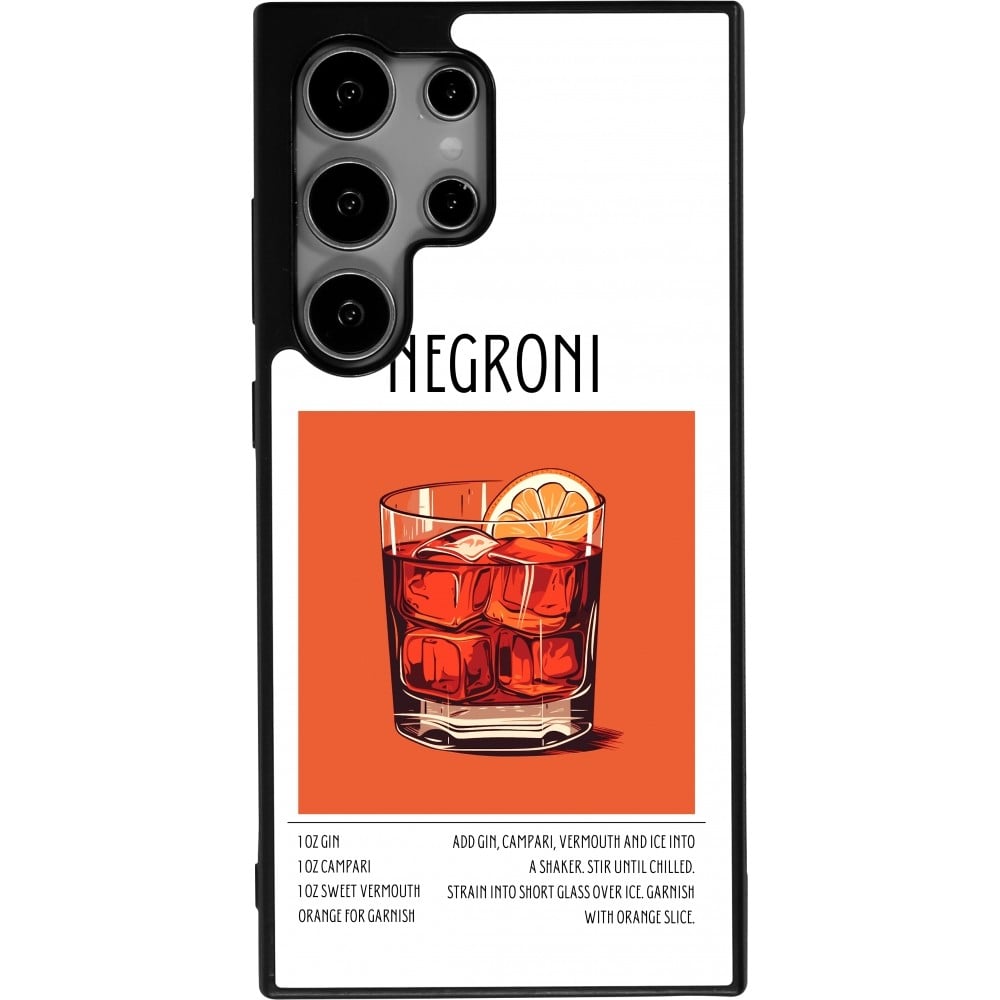 Coque Samsung Galaxy S24 Ultra - Silicone rigide noir Cocktail recette Negroni