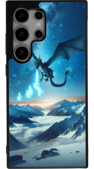 Coque Samsung Galaxy S24 Ultra - Silicone rigide noir Dragon nocturne montagne