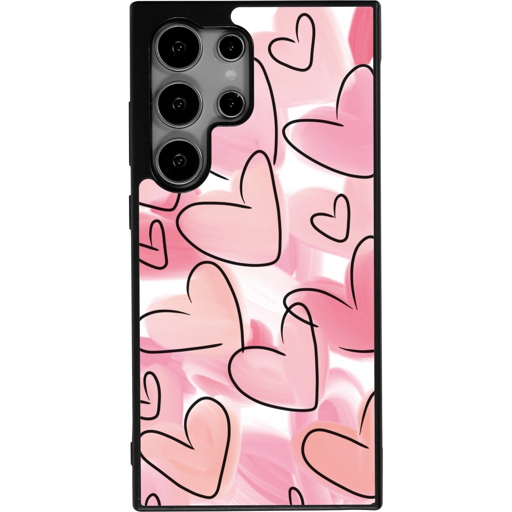 Coque Samsung Galaxy S24 Ultra - Silicone rigide noir Easter 2023 pink hearts