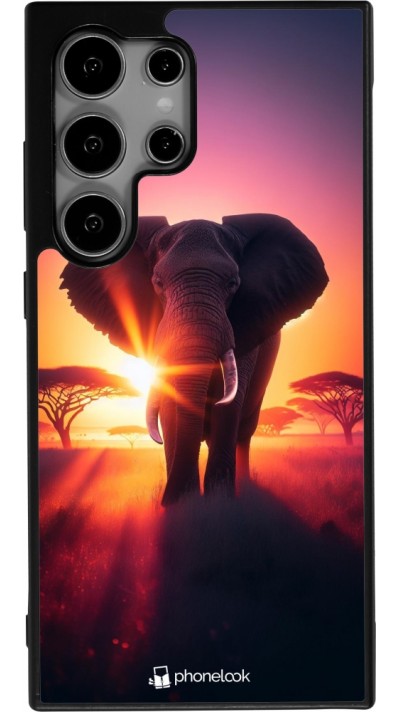 Coque Samsung Galaxy S24 Ultra - Silicone rigide noir Elephant Sunrise Beauty