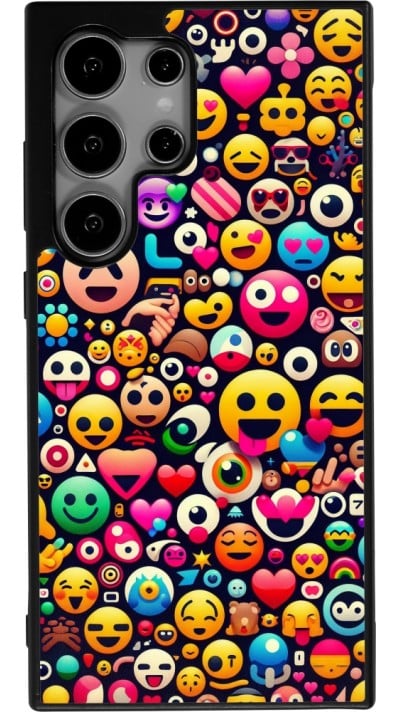 Coque Samsung Galaxy S24 Ultra - Silicone rigide noir Emoji Mix Color