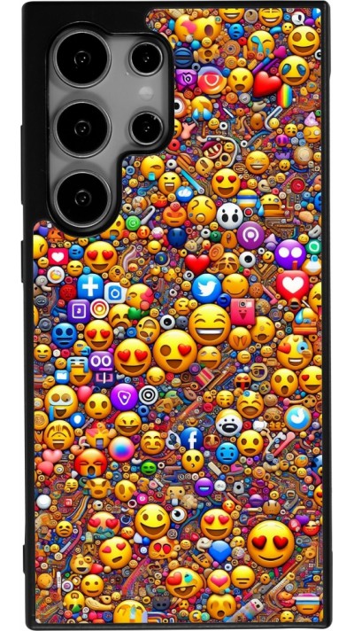 Coque Samsung Galaxy S24 Ultra - Silicone rigide noir Emoji mixed