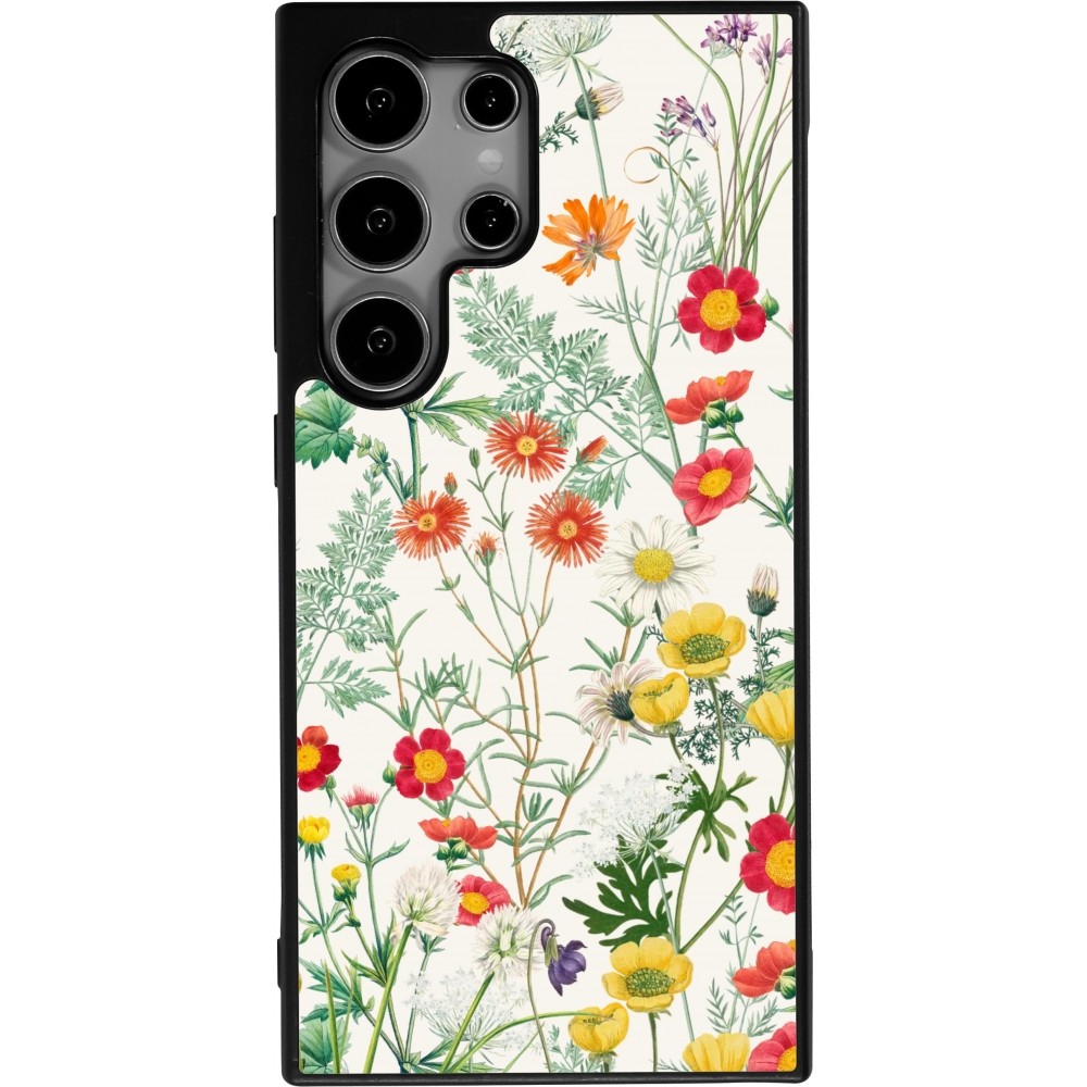 Coque Samsung Galaxy S24 Ultra - Silicone rigide noir Flora Botanical Wildlife