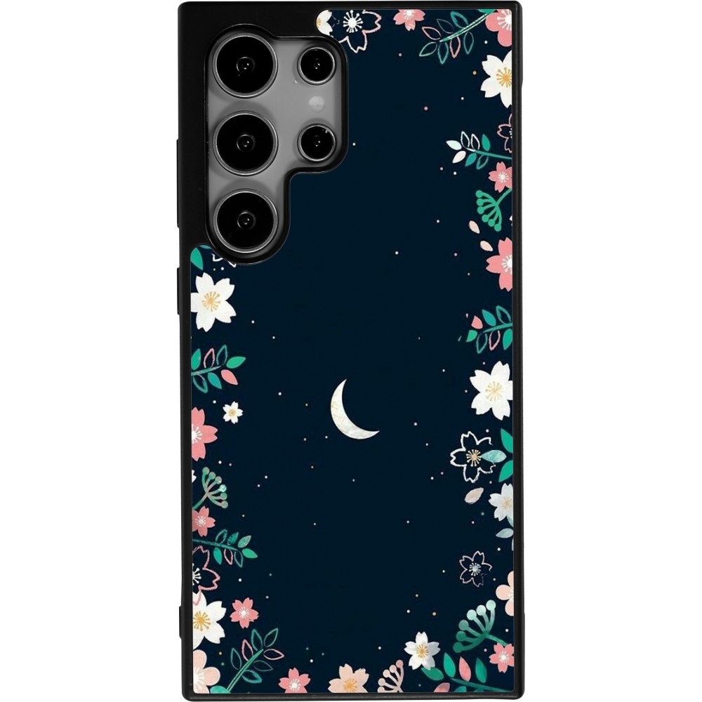 Coque Samsung Galaxy S24 Ultra - Silicone rigide noir Flowers space