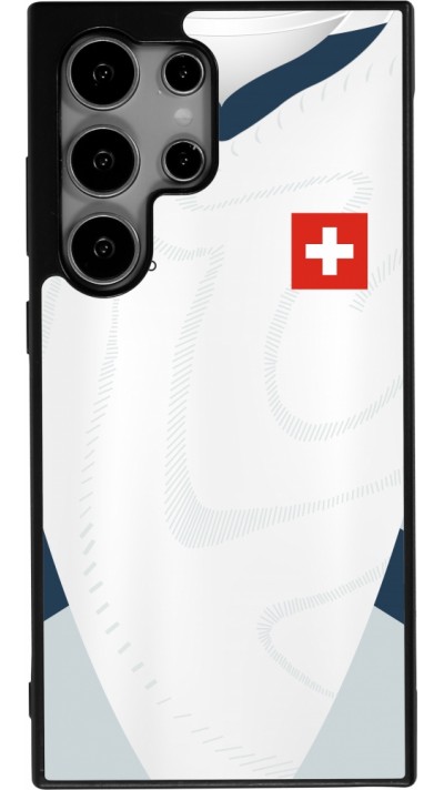 Coque Samsung Galaxy S24 Ultra - Silicone rigide noir Maillot de football Suisse Extérieur personnalisable