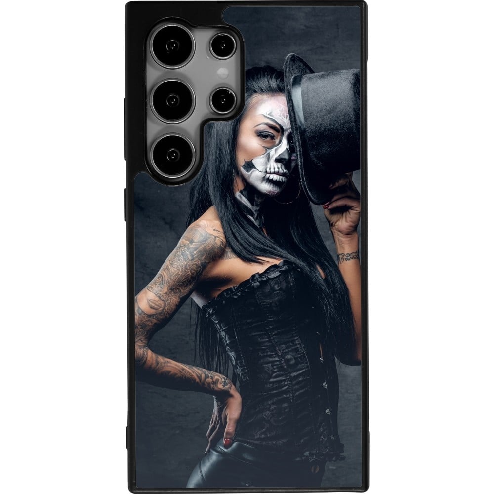 Coque Samsung Galaxy S24 Ultra - Silicone rigide noir Halloween 22 Tattooed Girl