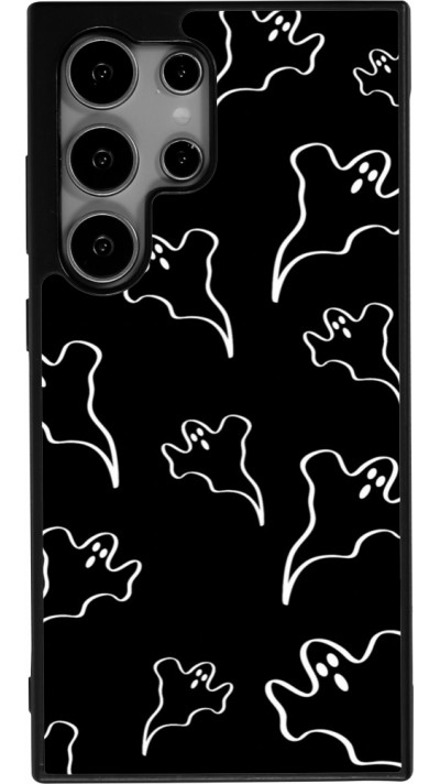 Coque Samsung Galaxy S24 Ultra - Silicone rigide noir Halloween 2024 black and white ghosts