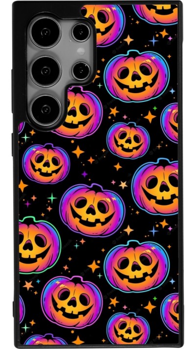 Coque Samsung Galaxy S24 Ultra - Silicone rigide noir Halloween 2024 rainbow pumpkins