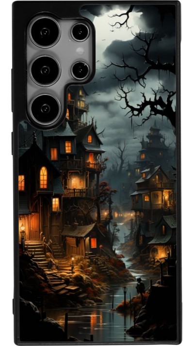 Coque Samsung Galaxy S24 Ultra - Silicone rigide noir Halloween 2024 scary town