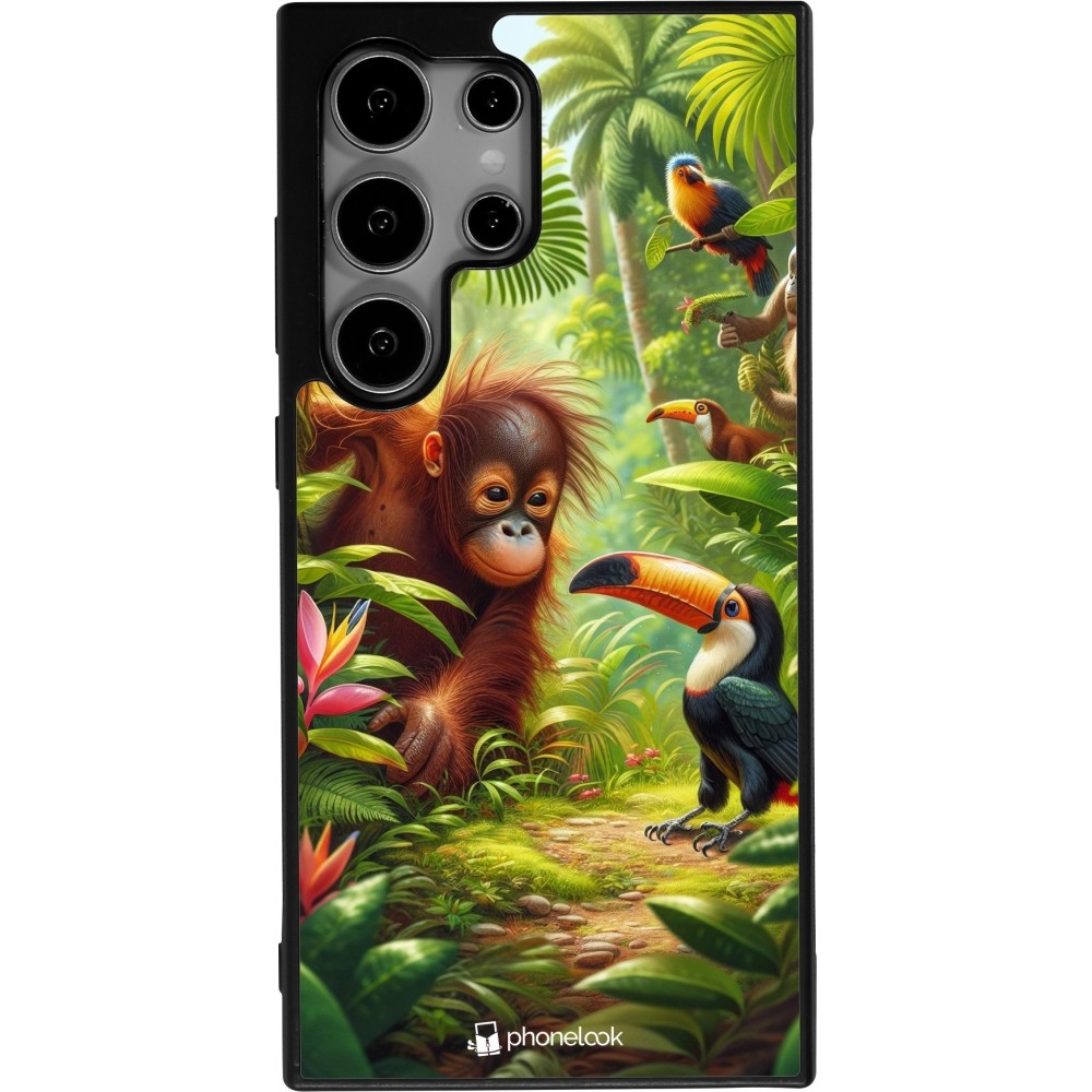 Coque Samsung Galaxy S24 Ultra - Silicone rigide noir Jungle Tropicale Tayrona