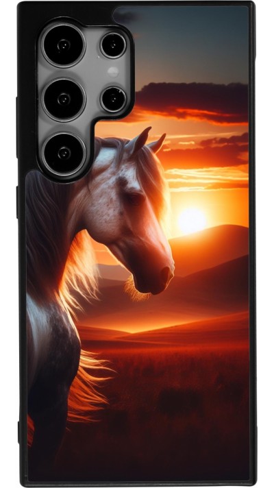 Coque Samsung Galaxy S24 Ultra - Silicone rigide noir Majestic Sunset Horse