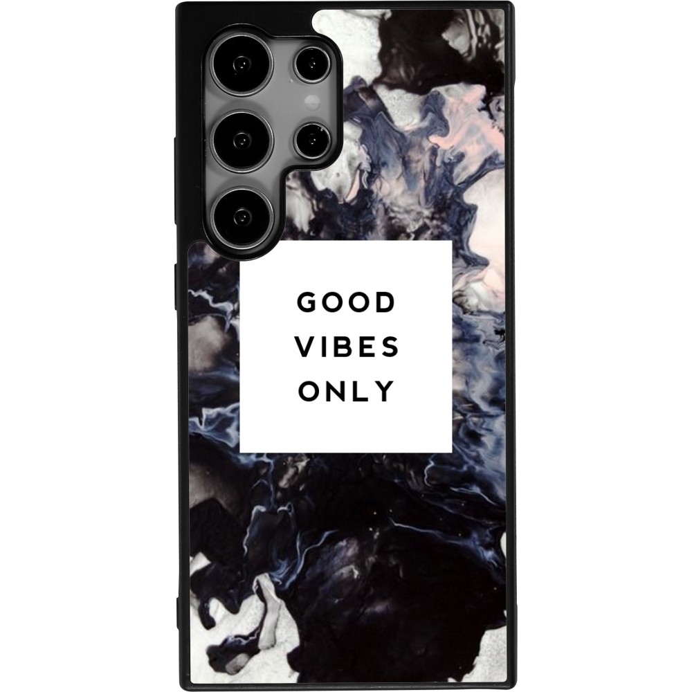 Samsung Galaxy S24 Ultra Case Hülle - Silikon schwarz Marble Good Vibes Only