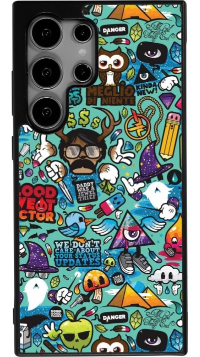 Coque Samsung Galaxy S24 Ultra - Silicone rigide noir Mixed Cartoons Turquoise