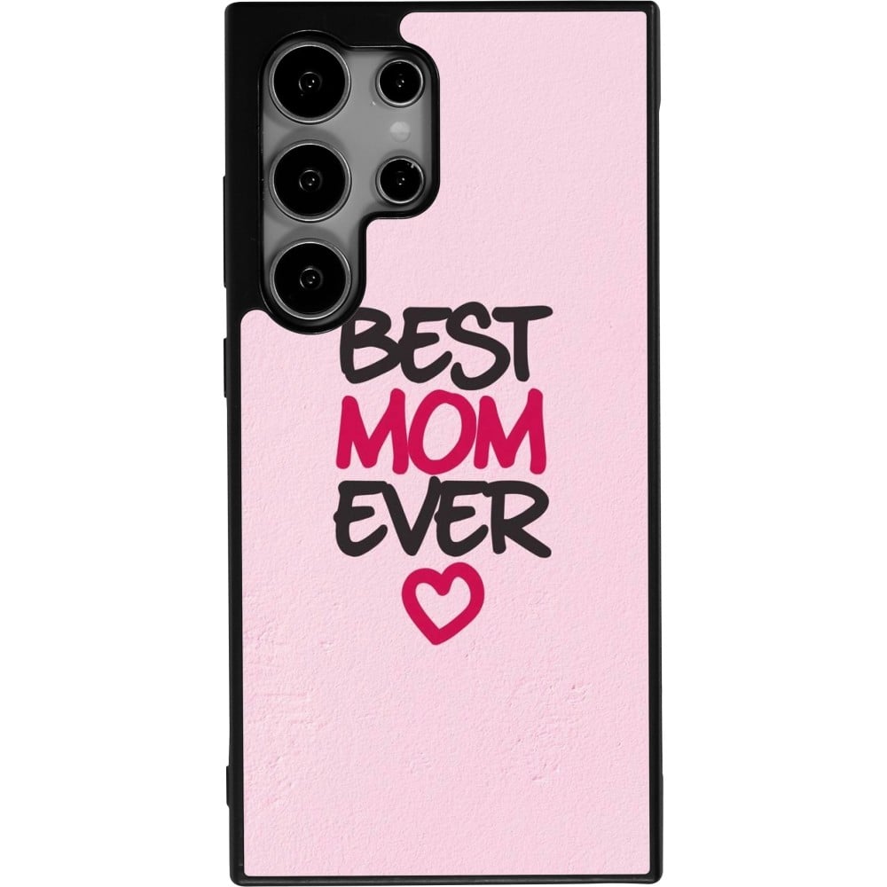 Coque Samsung Galaxy S24 Ultra - Silicone rigide noir Mom 2023 best Mom ever pink