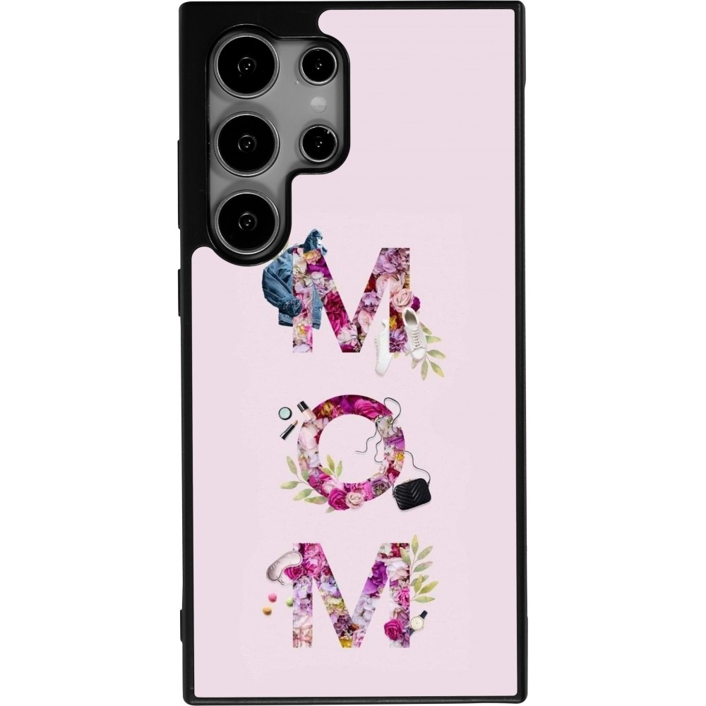 Coque Samsung Galaxy S24 Ultra - Silicone rigide noir Mom 2024 girly mom