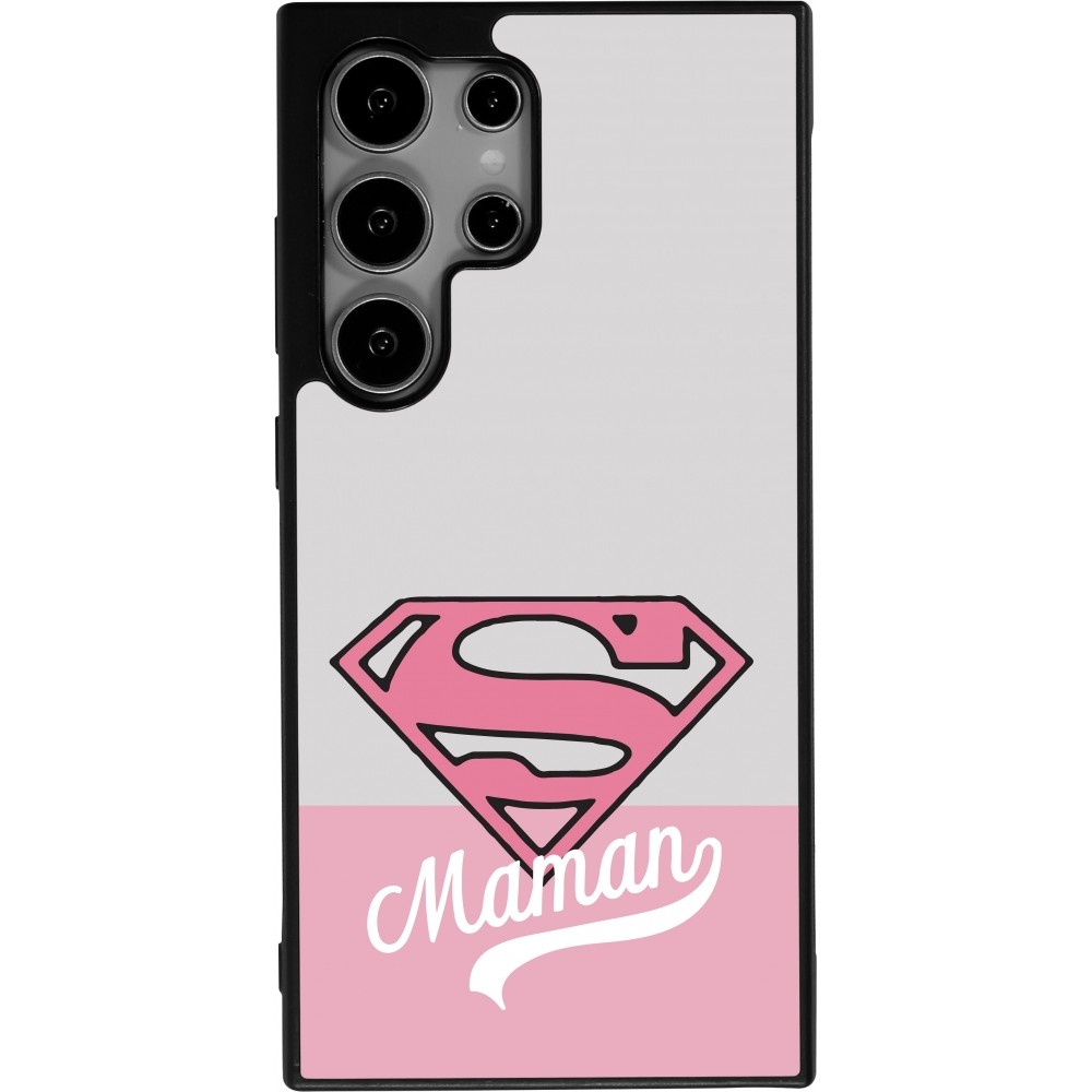 Coque Samsung Galaxy S24 Ultra - Silicone rigide noir Mom 2024 Super hero maman