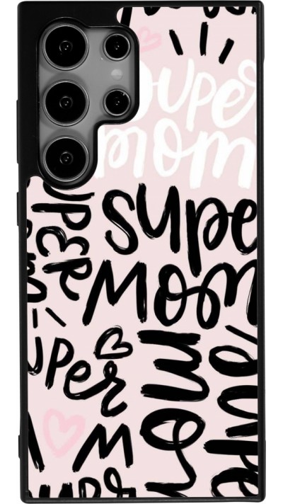 Coque Samsung Galaxy S24 Ultra - Silicone rigide noir Mom 2024 Super mom