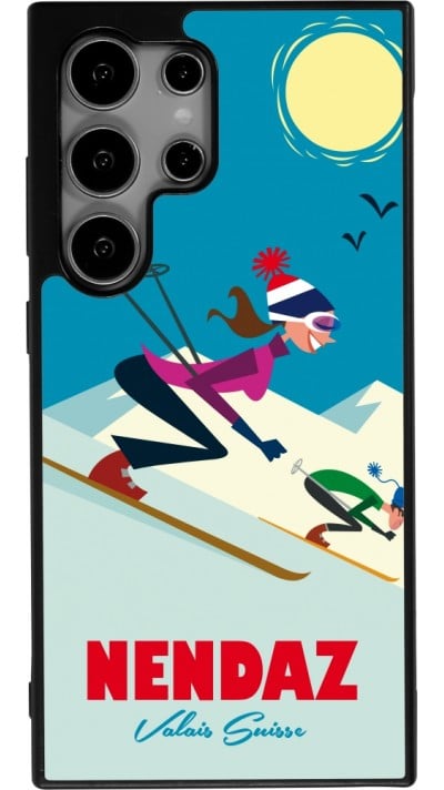 Coque Samsung Galaxy S24 Ultra - Silicone rigide noir Nendaz Ski Downhill