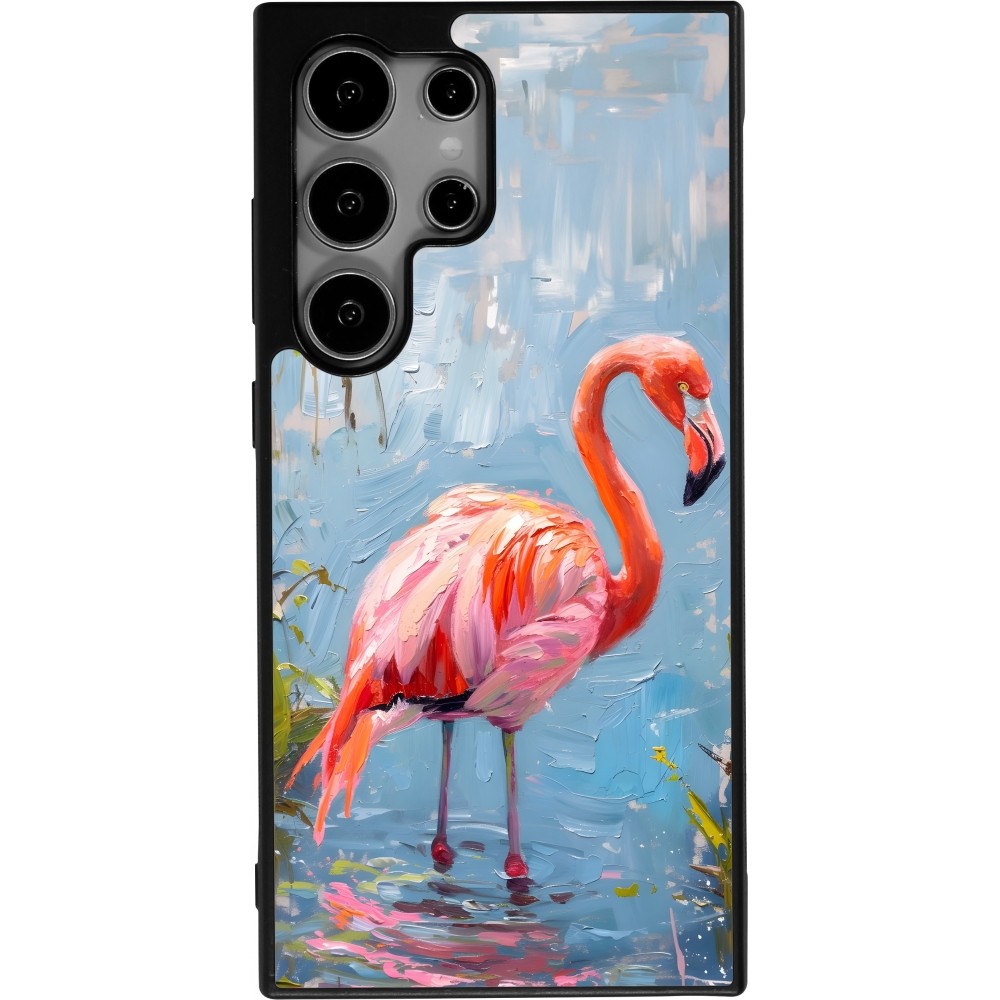 Coque Samsung Galaxy S24 Ultra - Silicone rigide noir Paint Flamingo