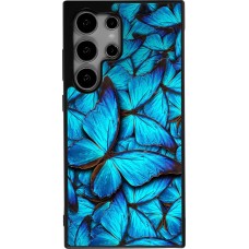 Coque Samsung Galaxy S24 Ultra - Silicone rigide noir Papillon bleu