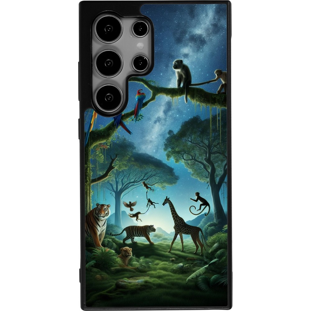 Coque Samsung Galaxy S24 Ultra - Silicone rigide noir Paradis des animaux exotiques