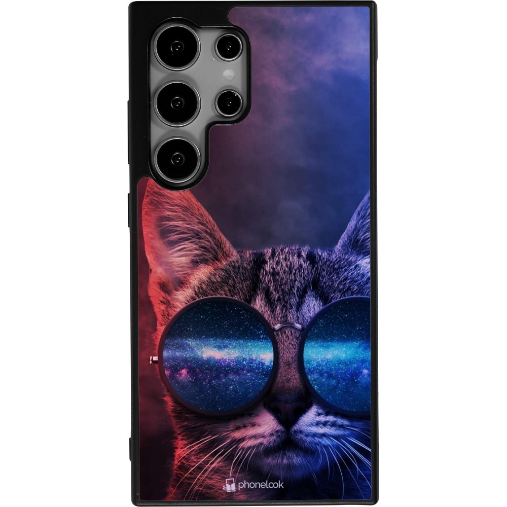 Coque Samsung Galaxy S24 Ultra - Silicone rigide noir Red Blue Cat Glasses